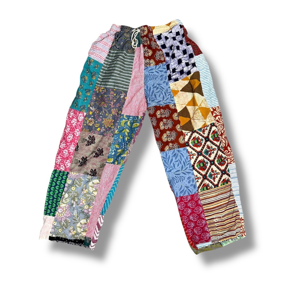 Unique Patchwork Cotton‎ Lounge Pants Boho Bohemian Hippie Drawstring Waist